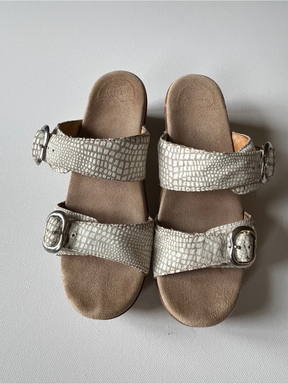 Dansko Sophie Croc-Embossed Double Buckle Slide Sandals Size 37 Fair condition